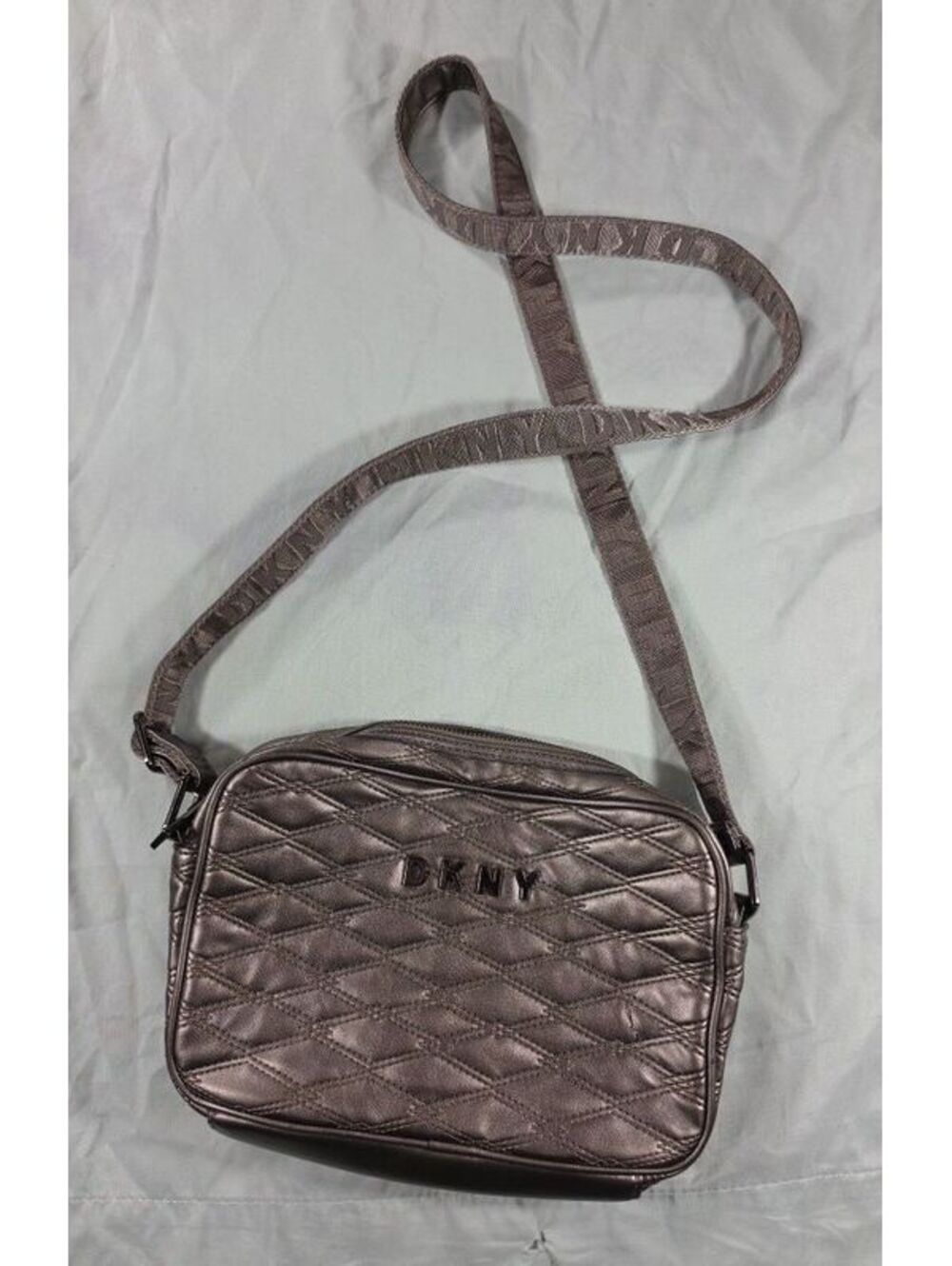 DKNY Quilted Metallic Crossbody Bag with Adjustable Strap